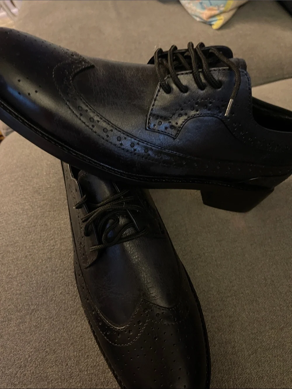 Classic Men's Brogue Lace-Up Dress Shoes in Black.